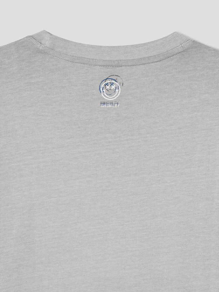 S.W.SMILEY® Garment-Dyed Graphic Short-Sleeve T-Shirt - Light Grey