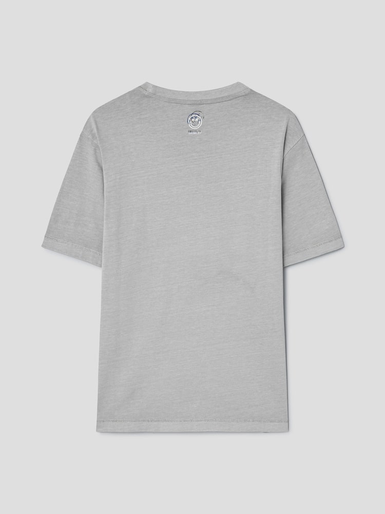 S.W.SMILEY® Garment-Dyed Graphic Short-Sleeve T-Shirt - Light Grey