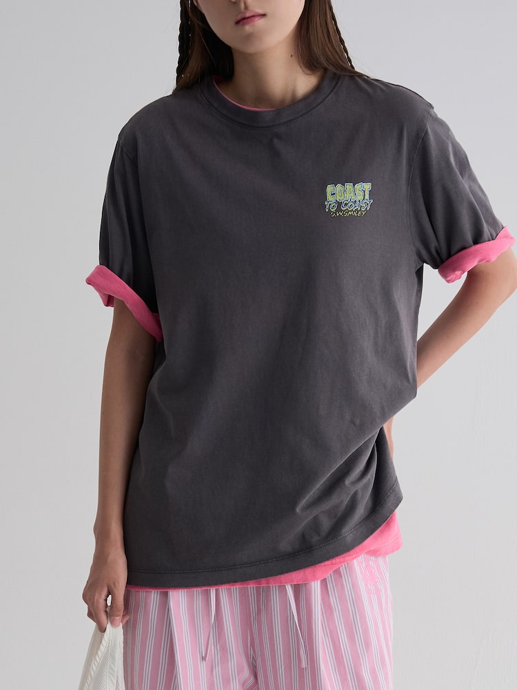 S.W.SMILEY® Garment-Dyed Graphic Short-Sleeve T-Shirt - Ash