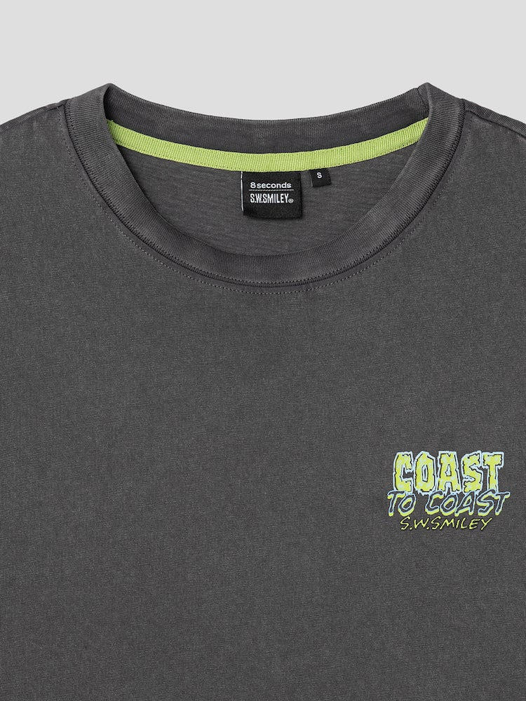 S.W.SMILEY® Garment-Dyed Graphic Short-Sleeve T-Shirt - Ash