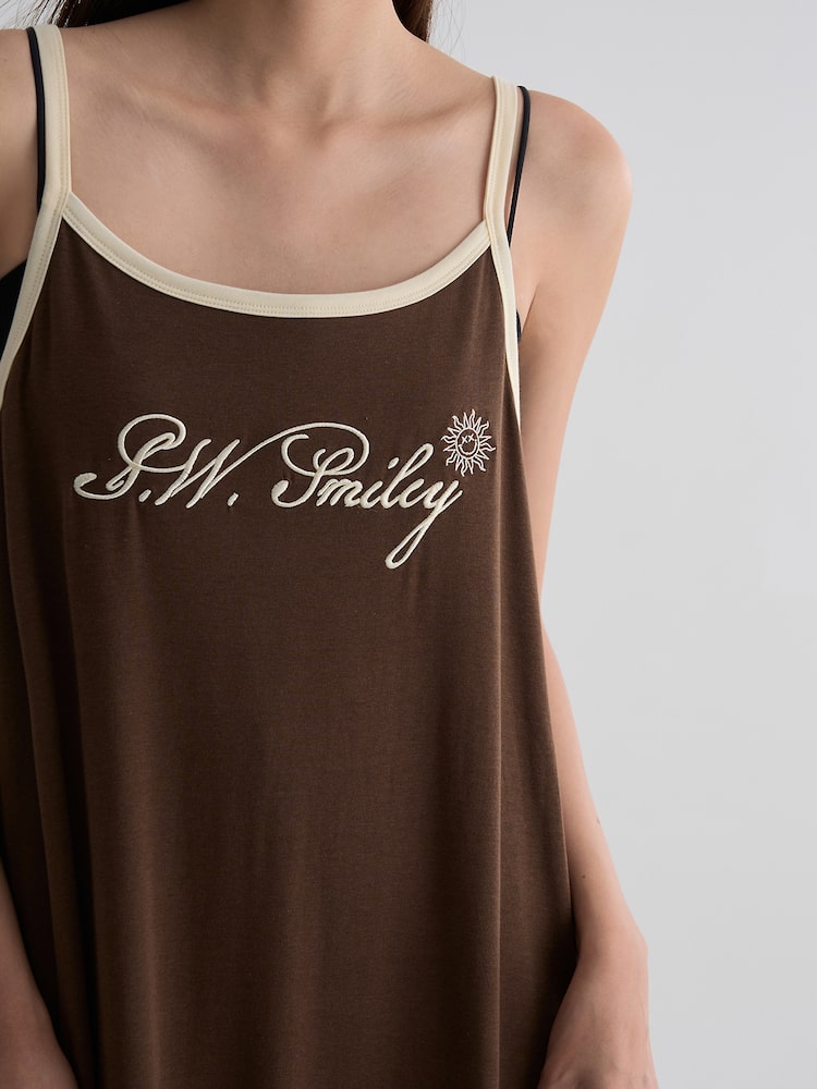 S.W.SMILEY® Jersey Sleeveless Long Dress_Solid - Brown