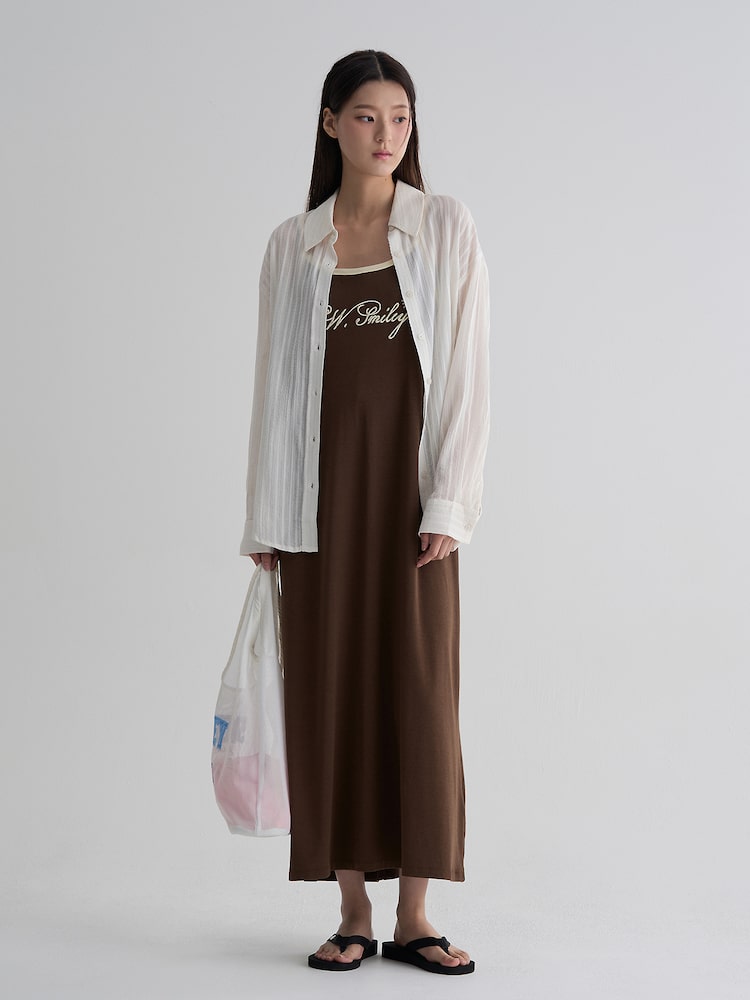 S.W.SMILEY® Jersey Sleeveless Long Dress_Solid - Brown
