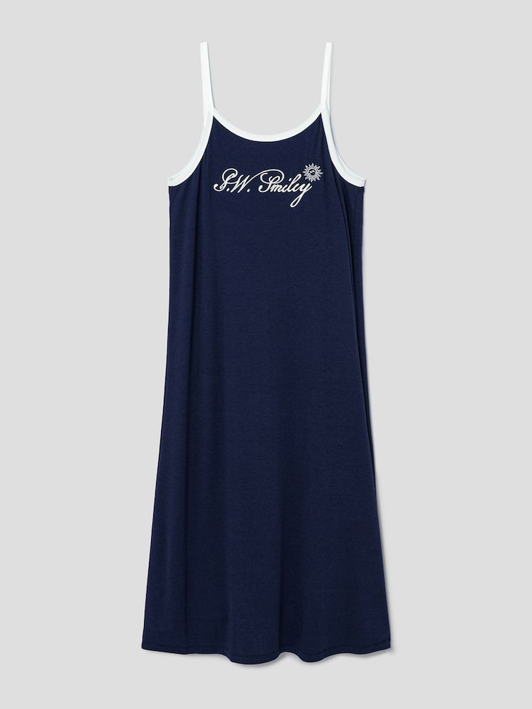 S.W.SMILEY® Jersey Sleeveless Long Dress_Solid - Blue