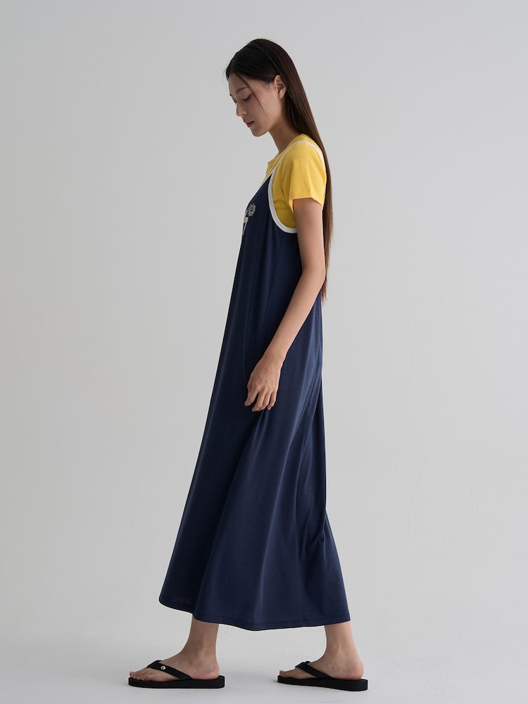 S.W.SMILEY® Jersey Sleeveless Long Dress_Solid - Blue