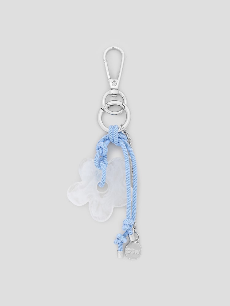 S.W.SMILEY® Flower Smiley Keyring - White