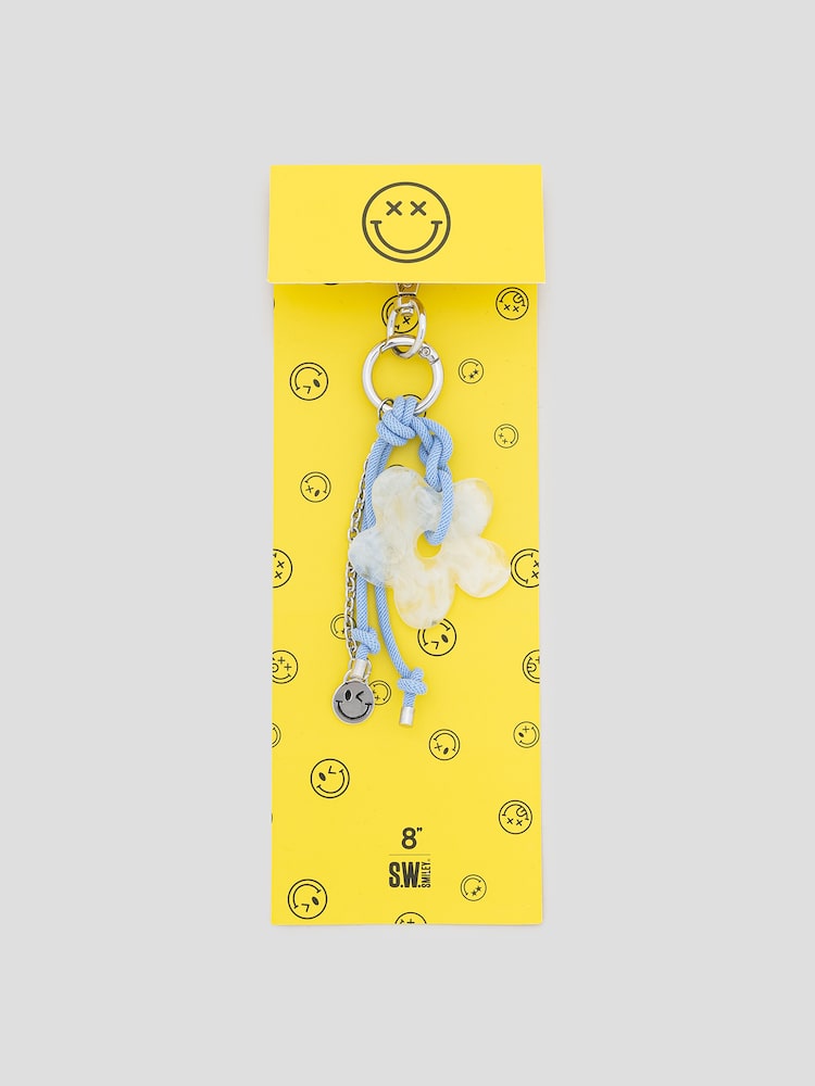 S.W.SMILEY® Flower Smiley Keyring - White