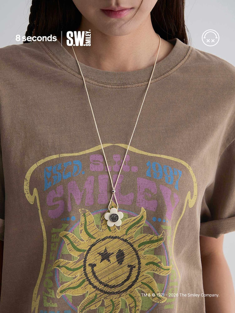S.W.SMILEY® Flower Smiley Necklace - White