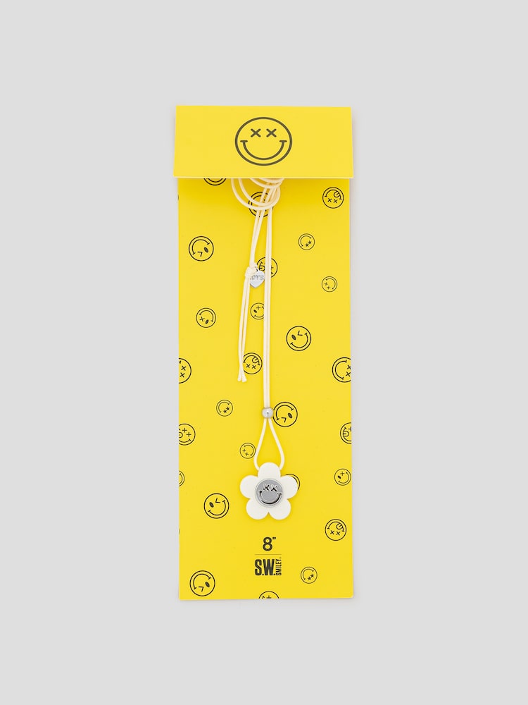 S.W.SMILEY® Flower Smiley Necklace - White