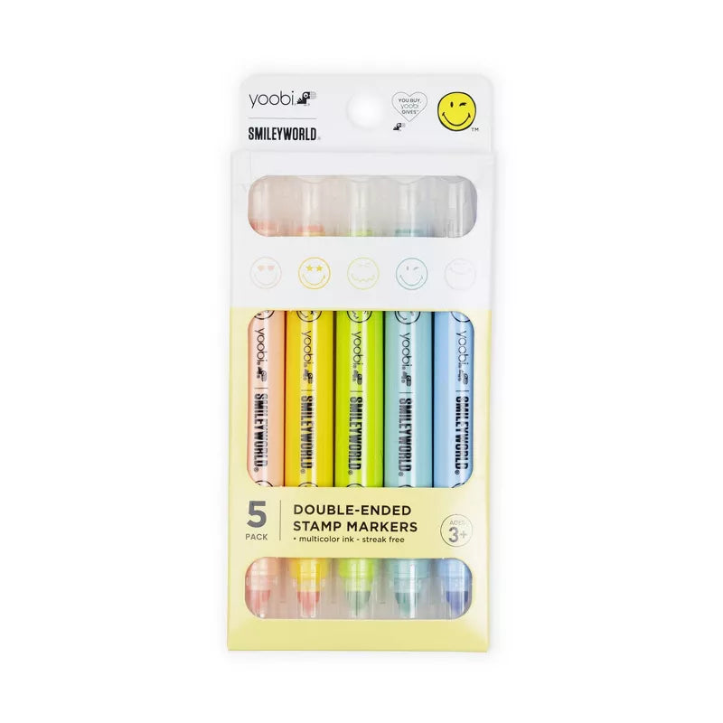 Yoobi SmileyWorld 5pk Double Ended Stamp Markers Smiley