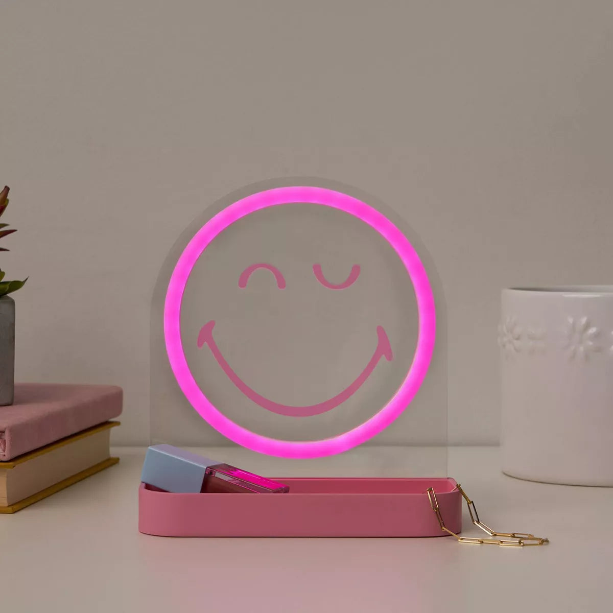 Yoobi SmileyWorld LED Desk Tray Smiley Pink