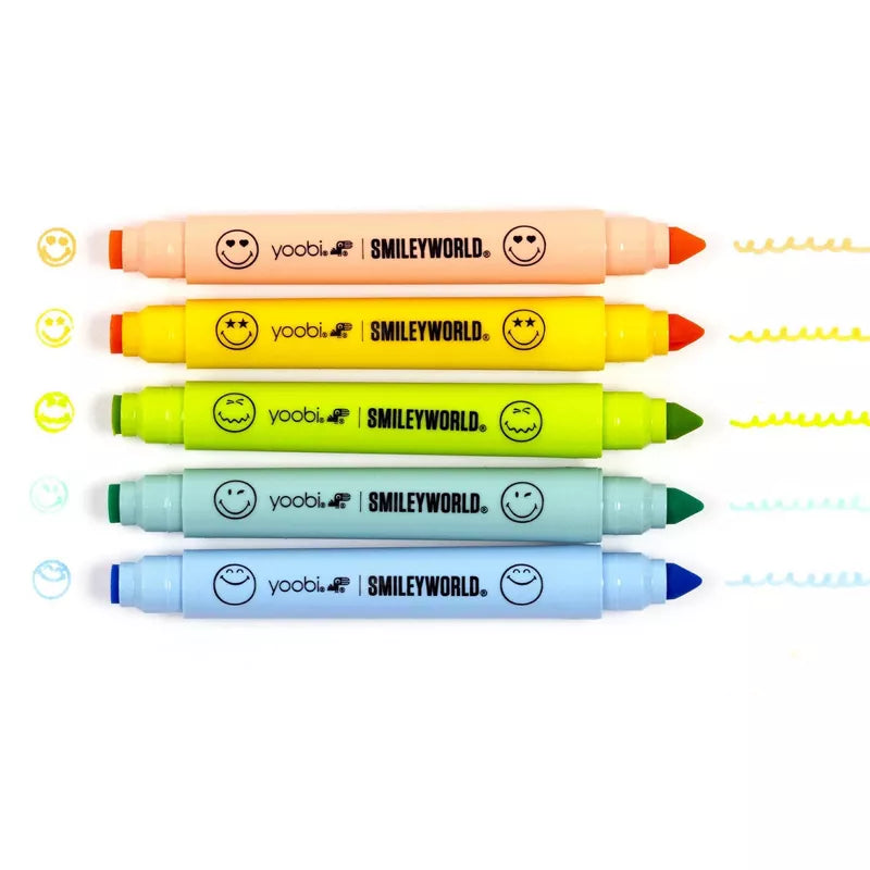 Yoobi SmileyWorld 5pk Double Ended Stamp Markers Smiley