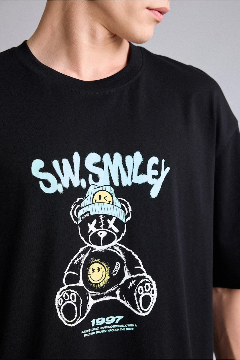 S.W.Smiley Fit Printed T-Shirt