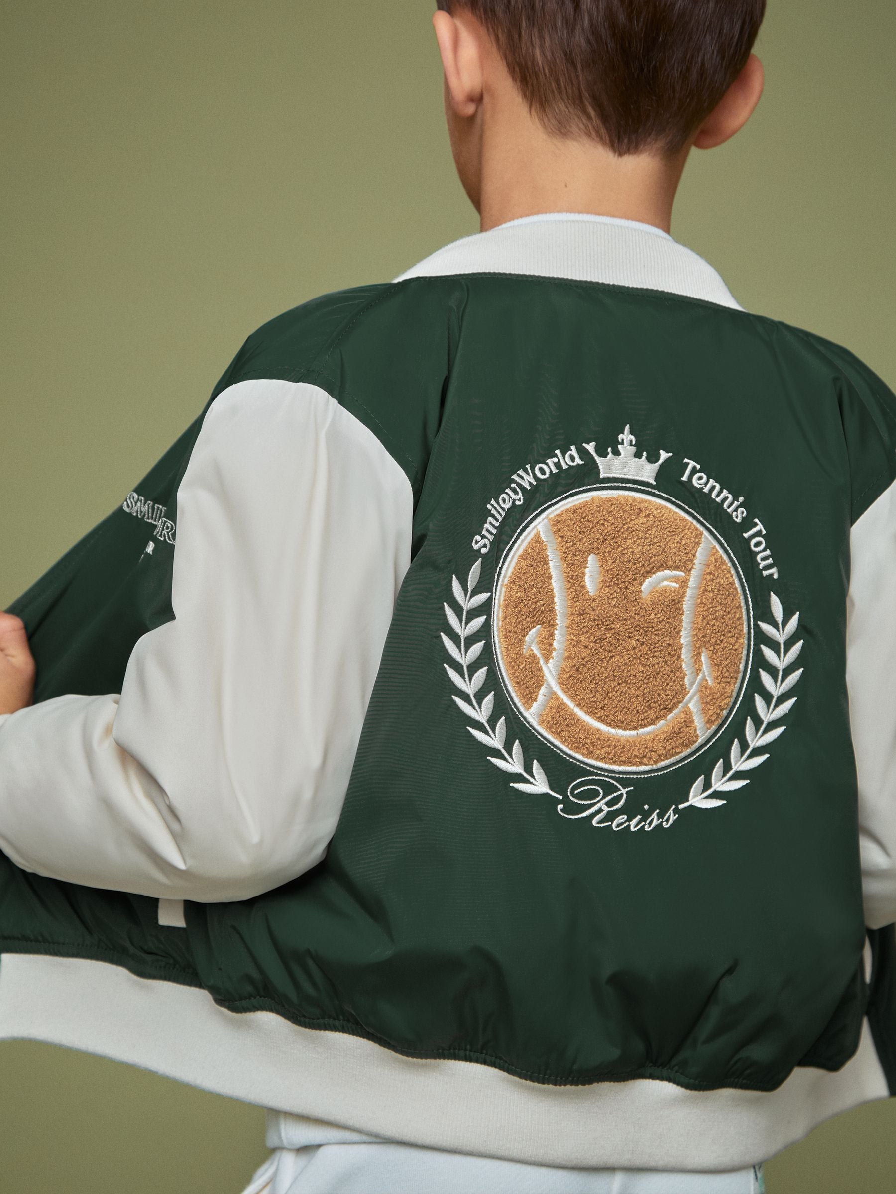 SmileyWorld | Reiss Bomber Jacket in Dark Green