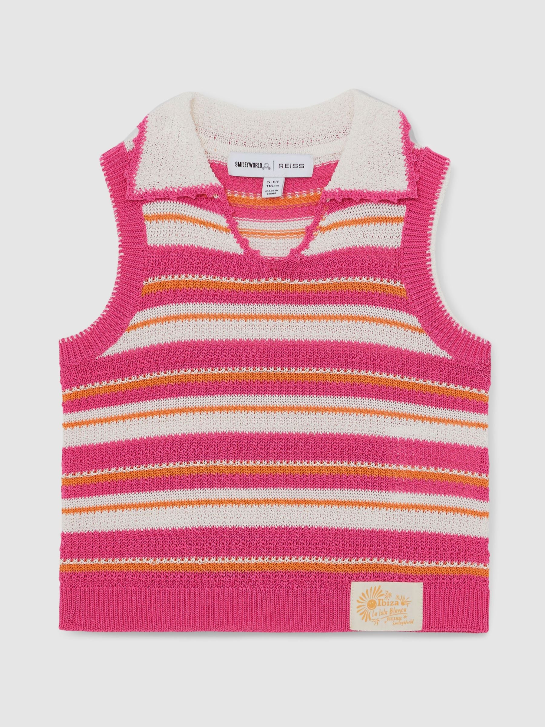 SmileyWorld | Reiss Stripe Knit Vest in Pink
