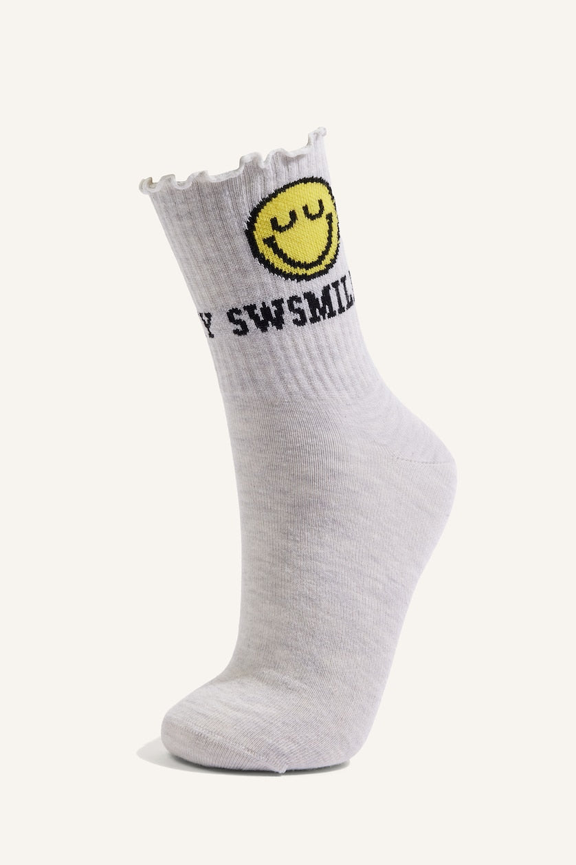 Woman S.W.Smiley 3 Piece Cotton Long Socks