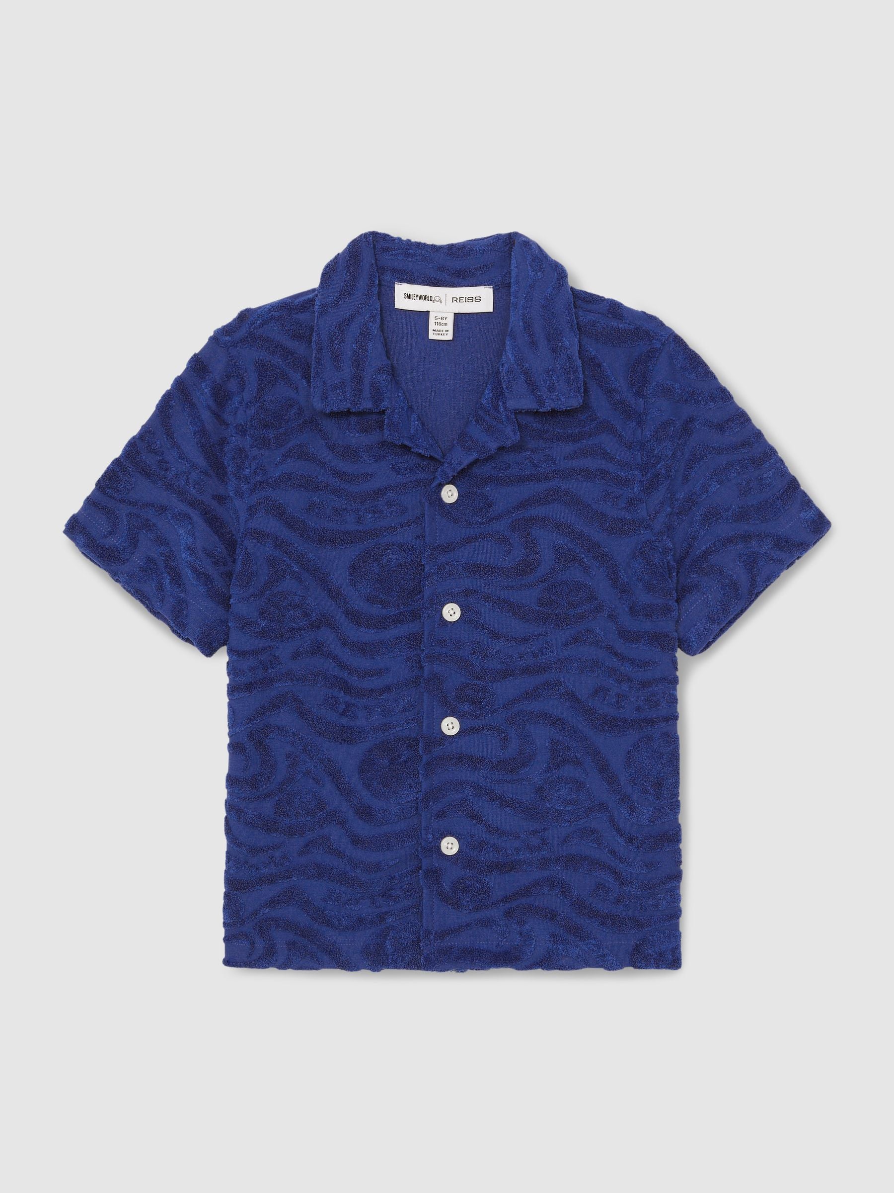 SmileyWorld | Reiss Wave Texture Shirt in Bright Blue