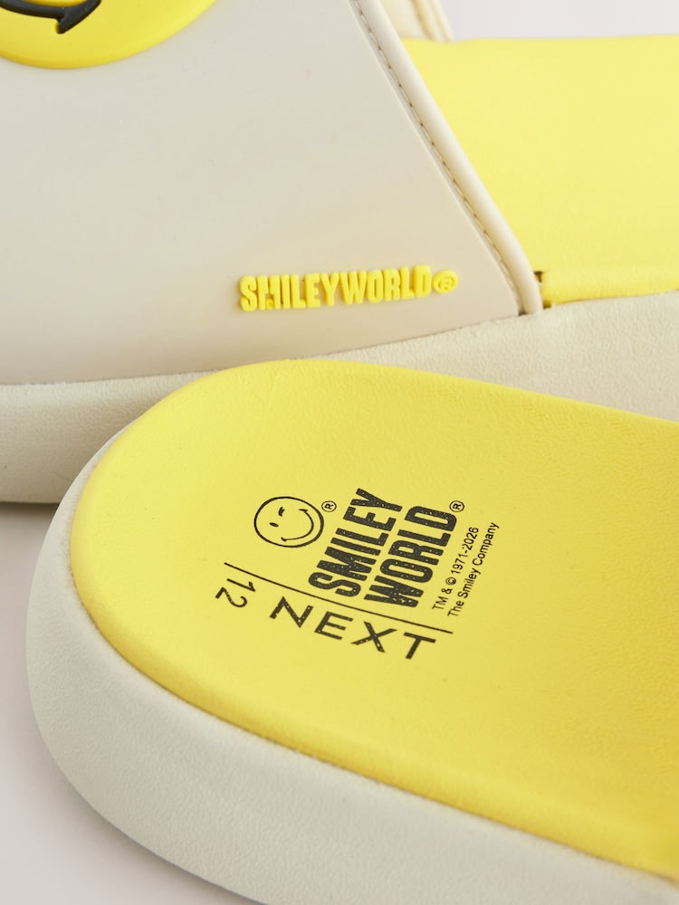 Bone White Smiley World Beach Sliders