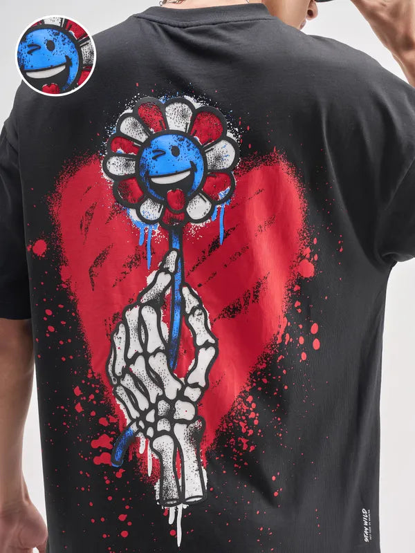 Highlander Men Black SmileyWorld® Printed Round Neck T-Shirt