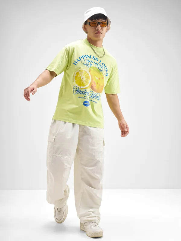 Highlander Men Green SmileyWorld® Printed Round Neck T-Shirt