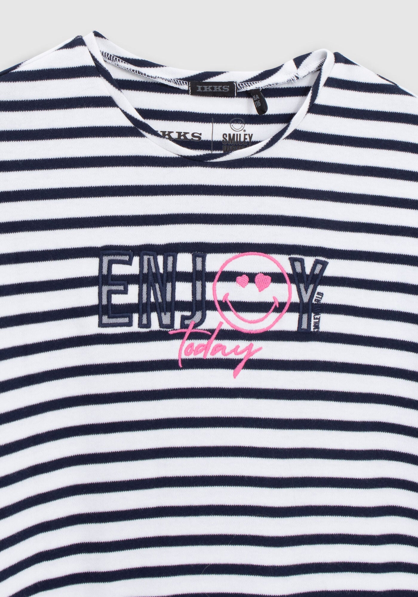 Mädchenkleid aus Baumwolle mit Matrosenstreifen, Ärmel aus SMILEYWORLD-Tüll