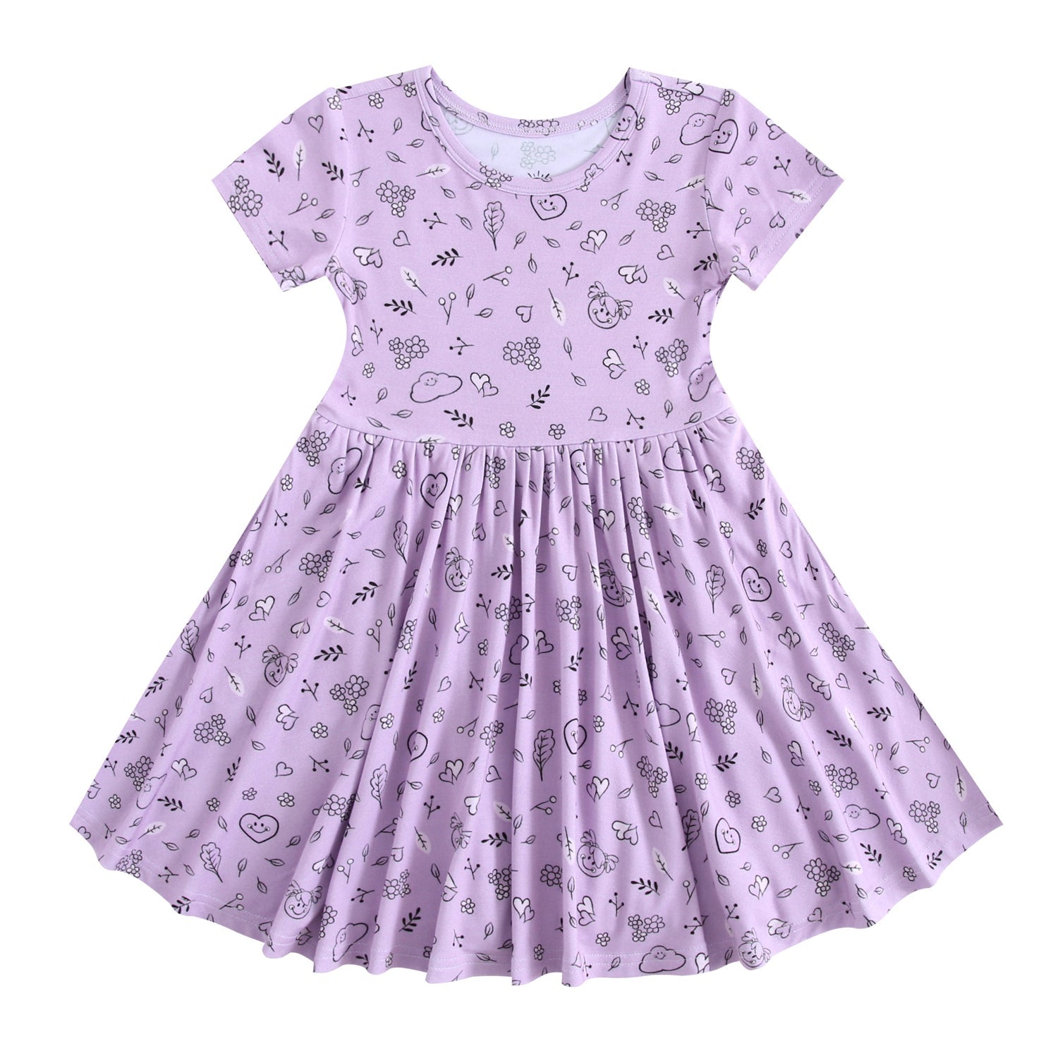 Dress - Mini Smiley® Lilac Doodle - Luxe Bamboo