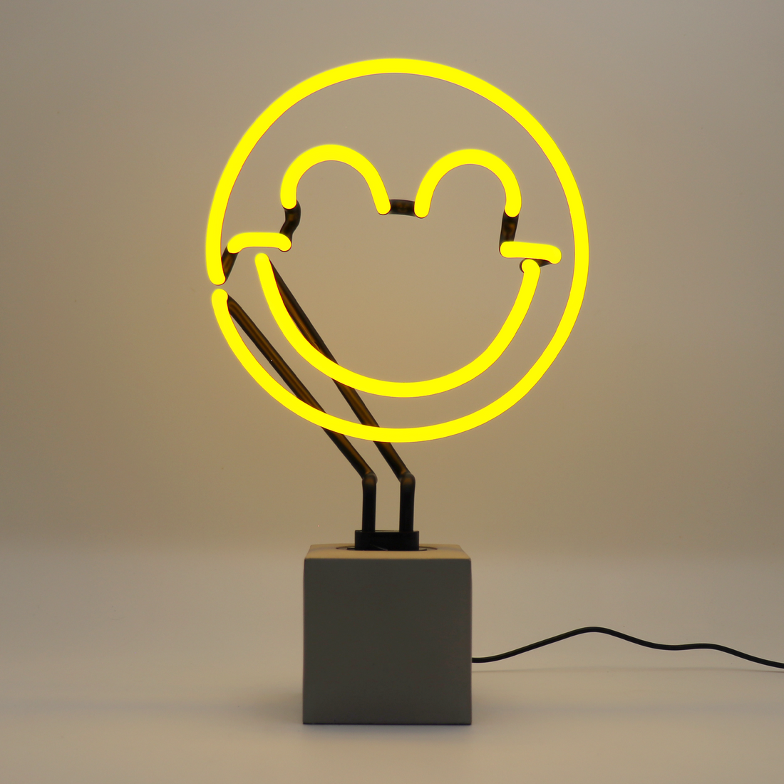 Happy: S.W.Smiley Concrete Base Glass Neon