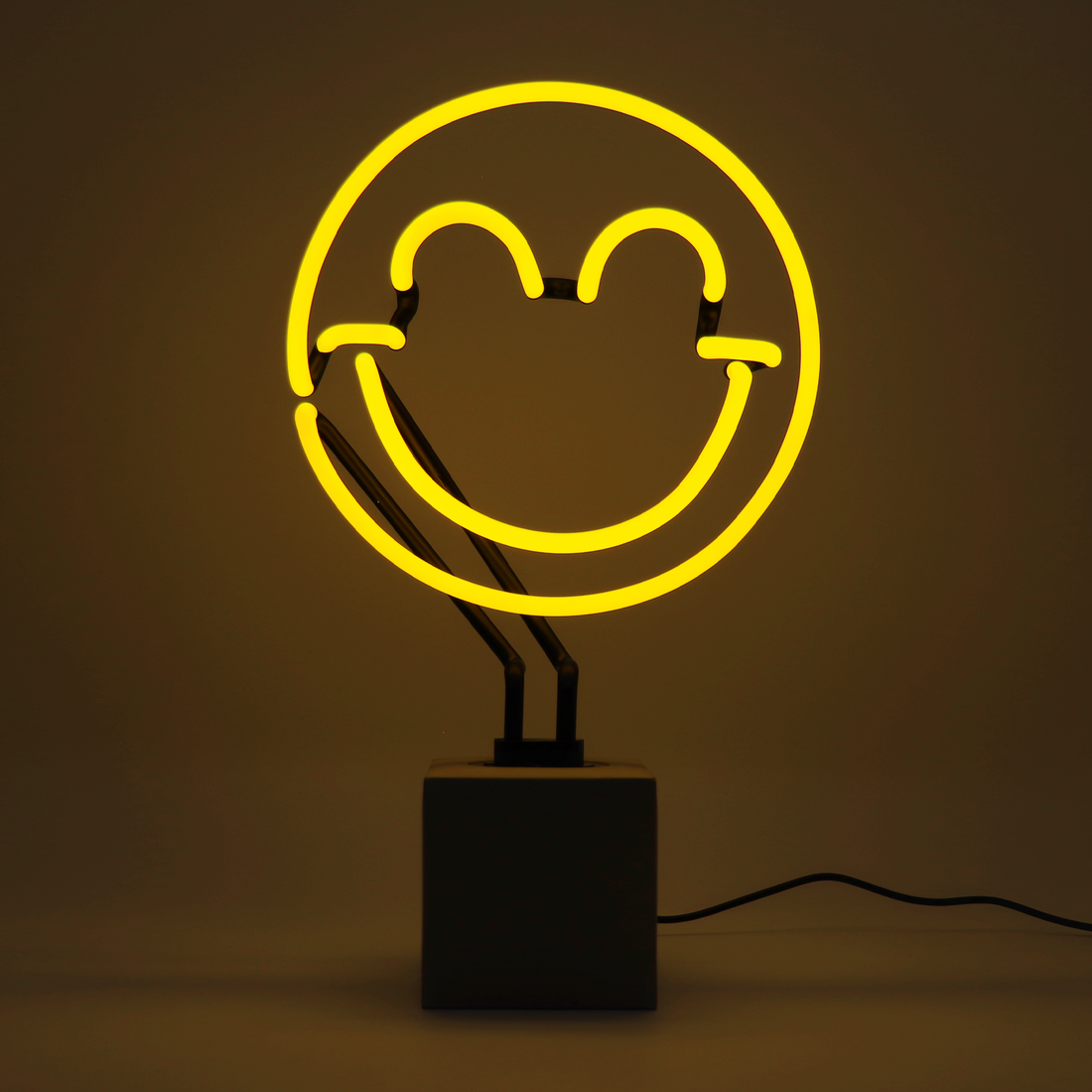 Happy: S.W.Smiley Concrete Base Glass Neon
