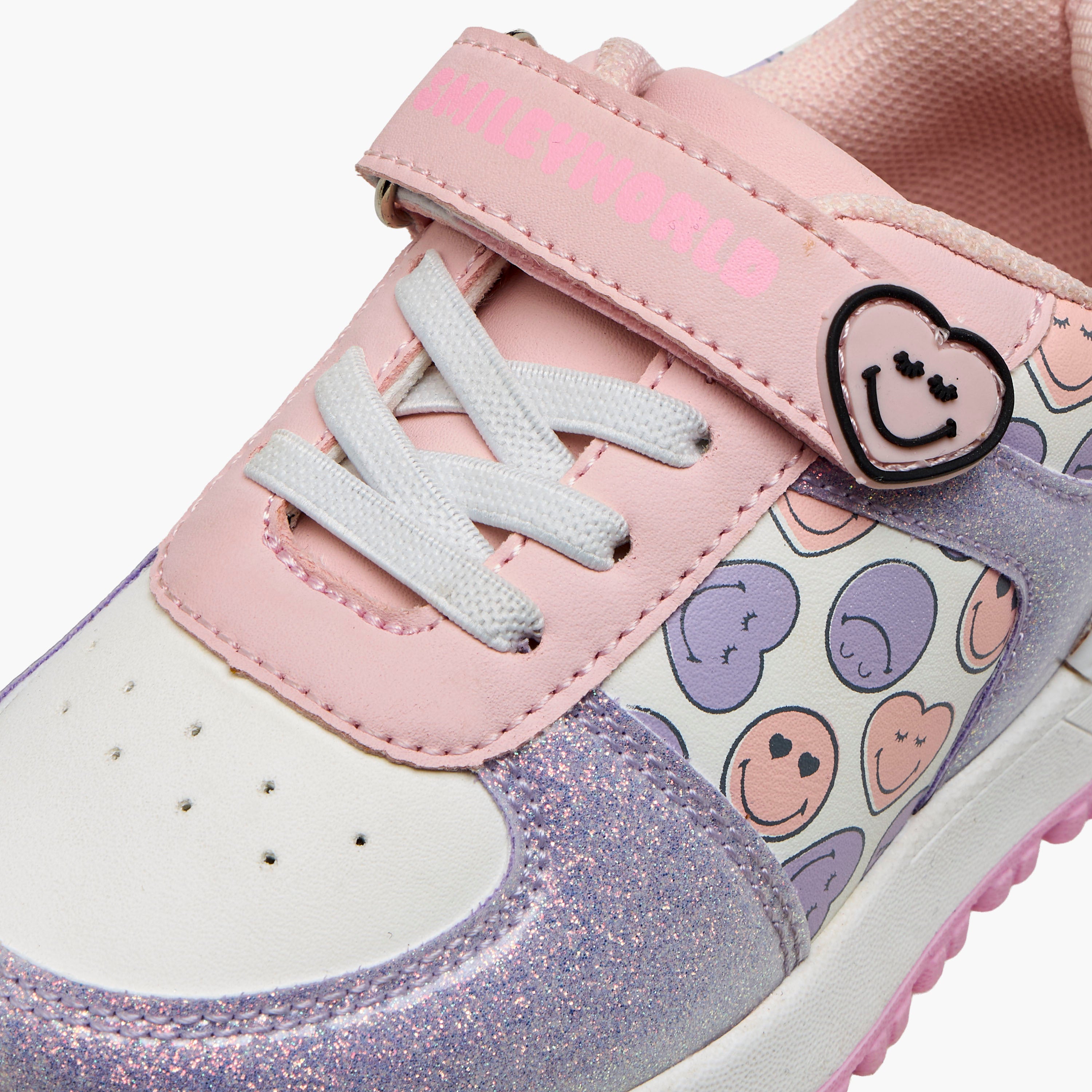 SmileyWorld Girls Hook and Loop Ankle Sneakers
