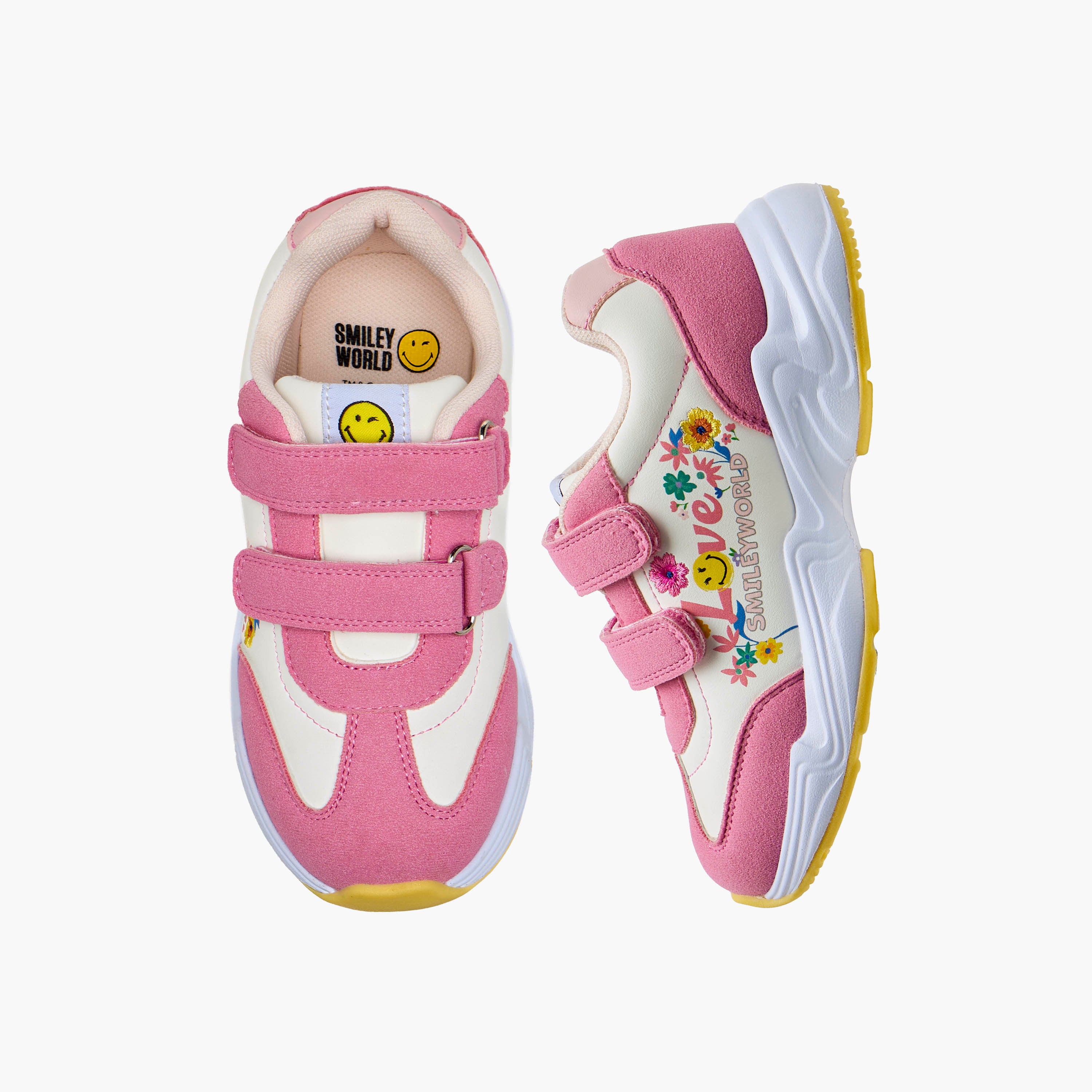 SmileyWorld Girls Hook and Loop Ankle Sneakers