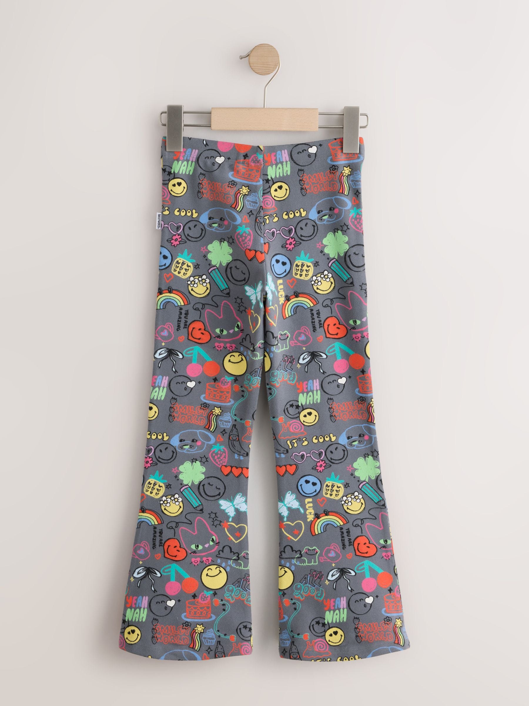 Grey Smiley World Flare Leggings (3-16yrs)