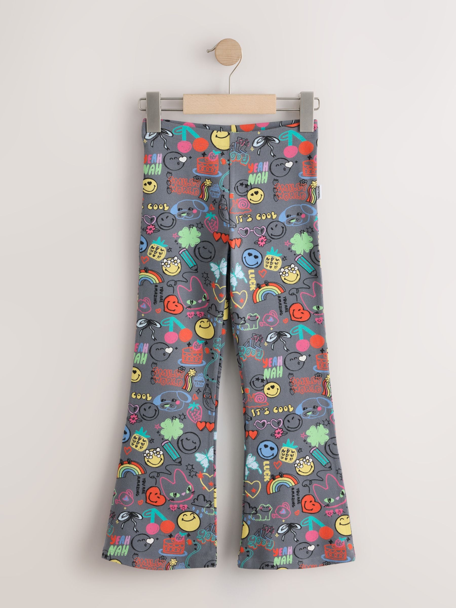 Grey Smiley World Flare Leggings (3-16yrs)