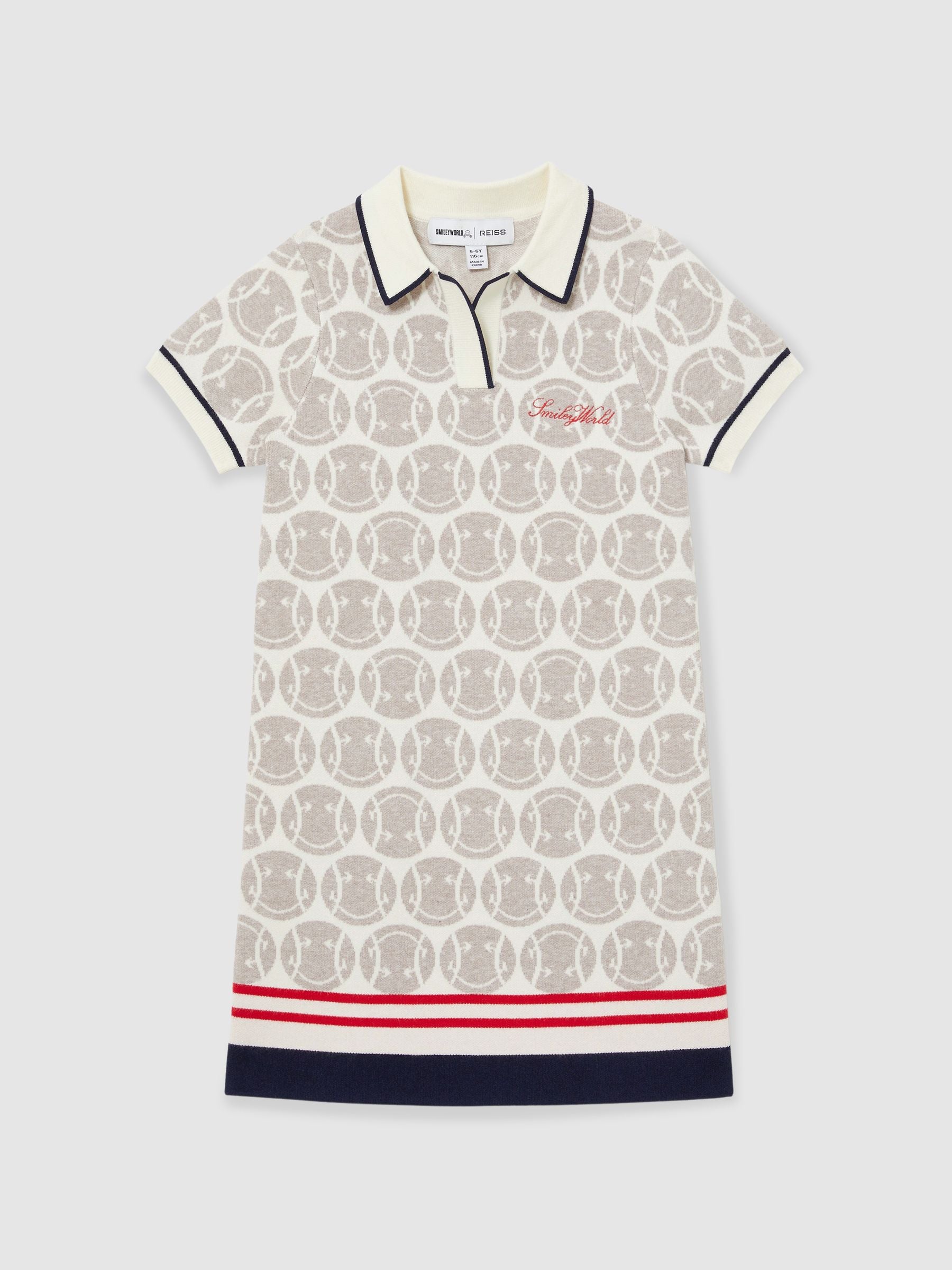 Reiss Knitted Polo Dress in Off White