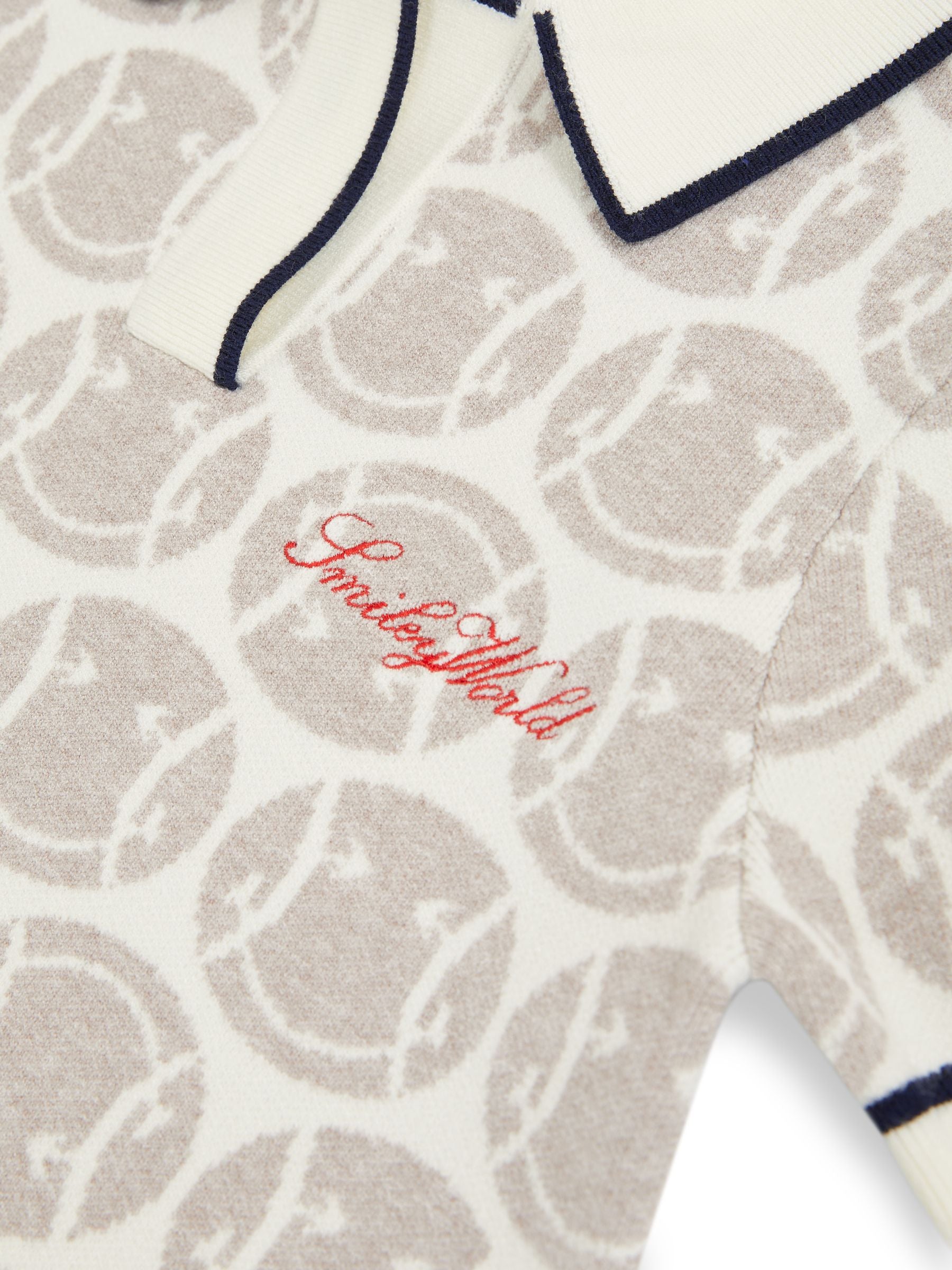 Reiss Knitted Polo Dress in Off White