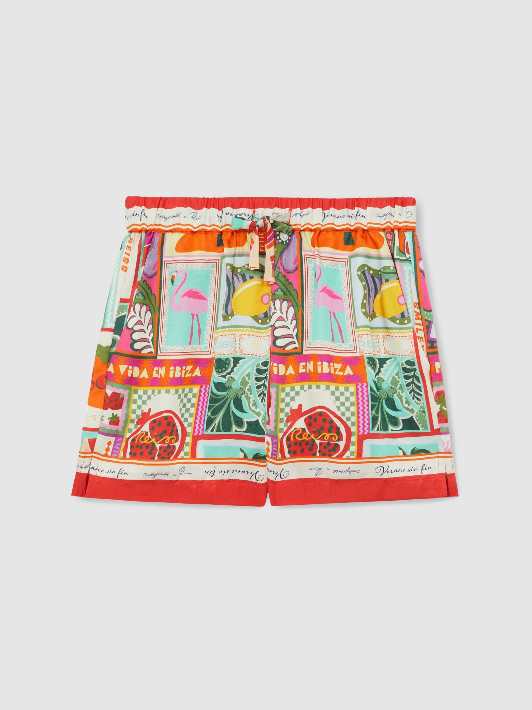 SmileyWorld | Reiss Motif-Print Shorts in Multi