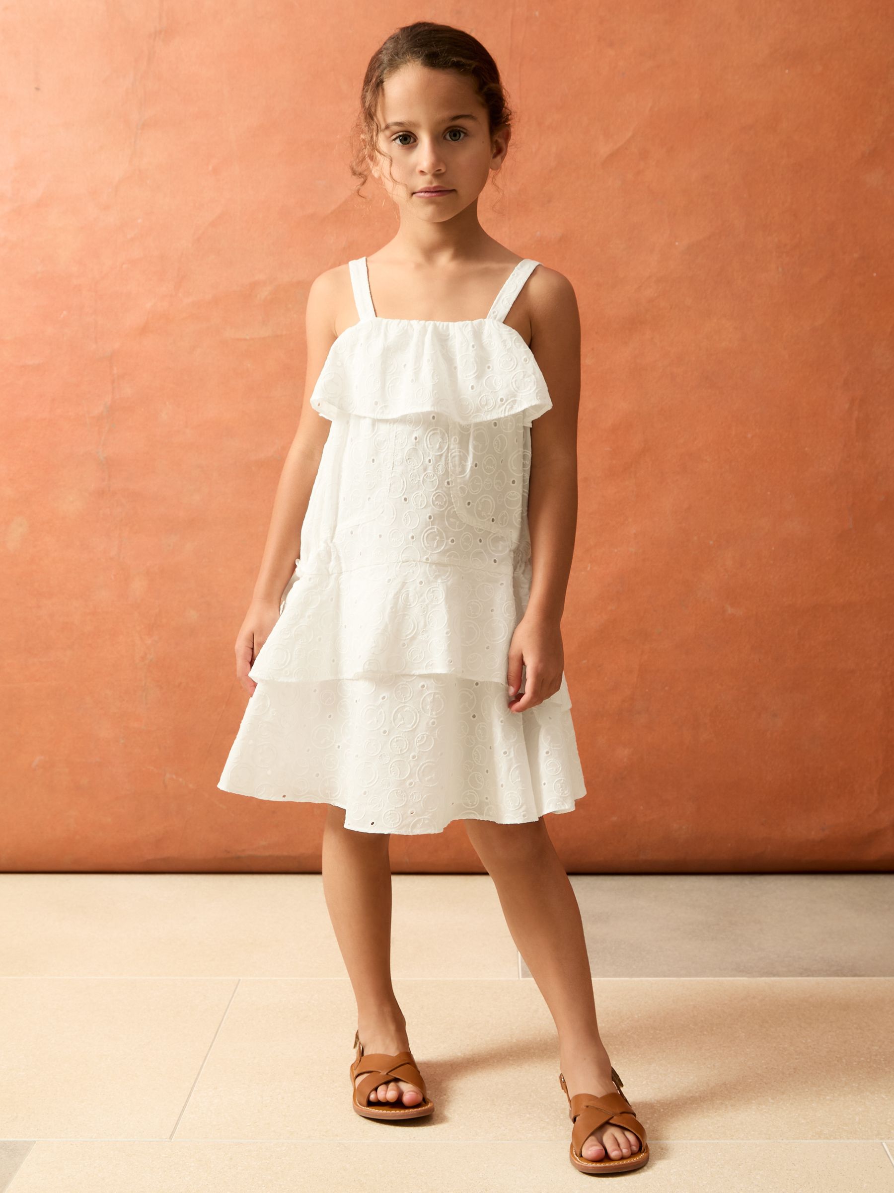 SmileyWorld | Reiss Broderie Logo Dress in Ivory