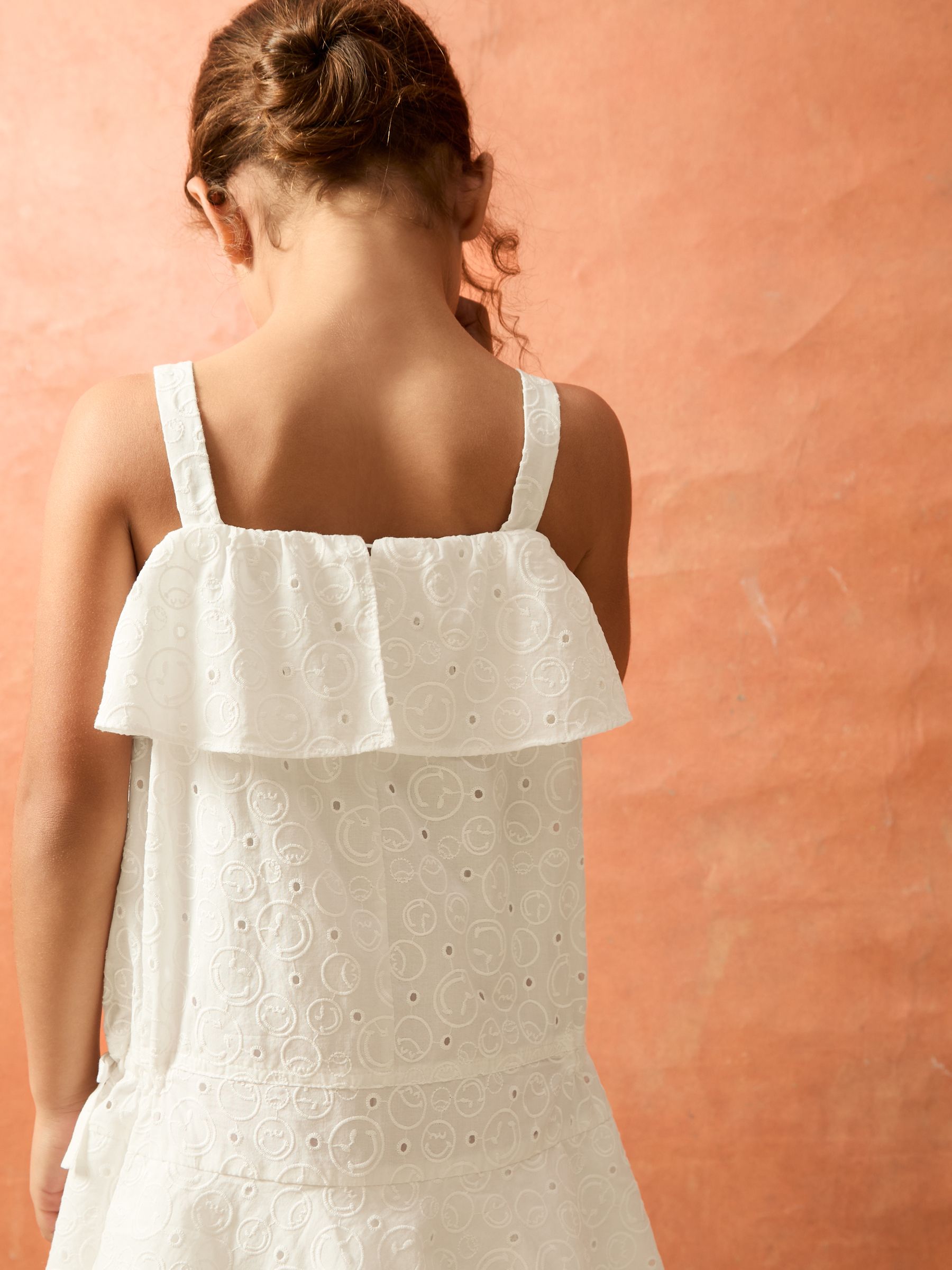 SmileyWorld | Reiss Broderie Logo Dress in Ivory