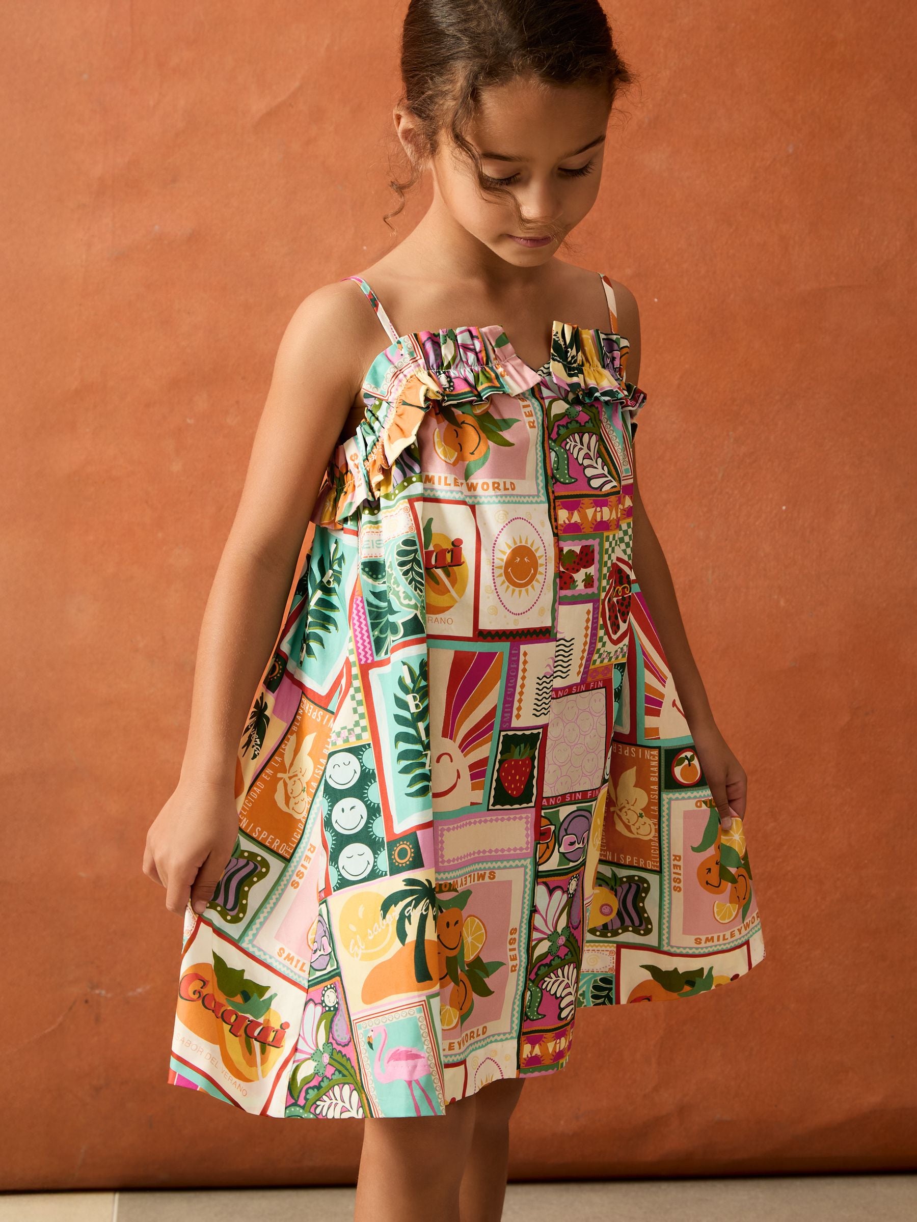 SmileyWorld | Reiss Motif-Print Dress in Multi