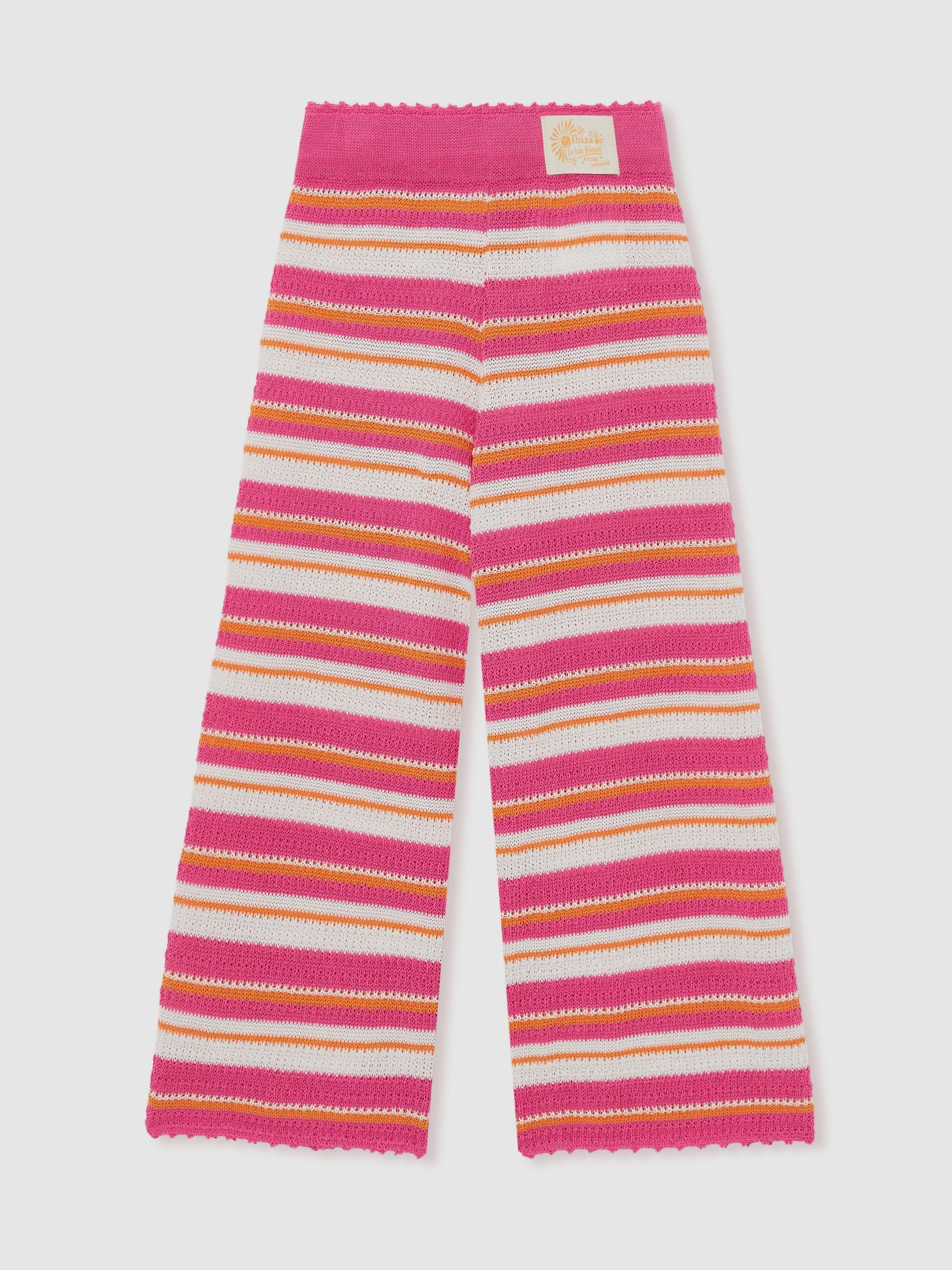 SmileyWorld | Reiss Stripe Knit Trousers in Pink
