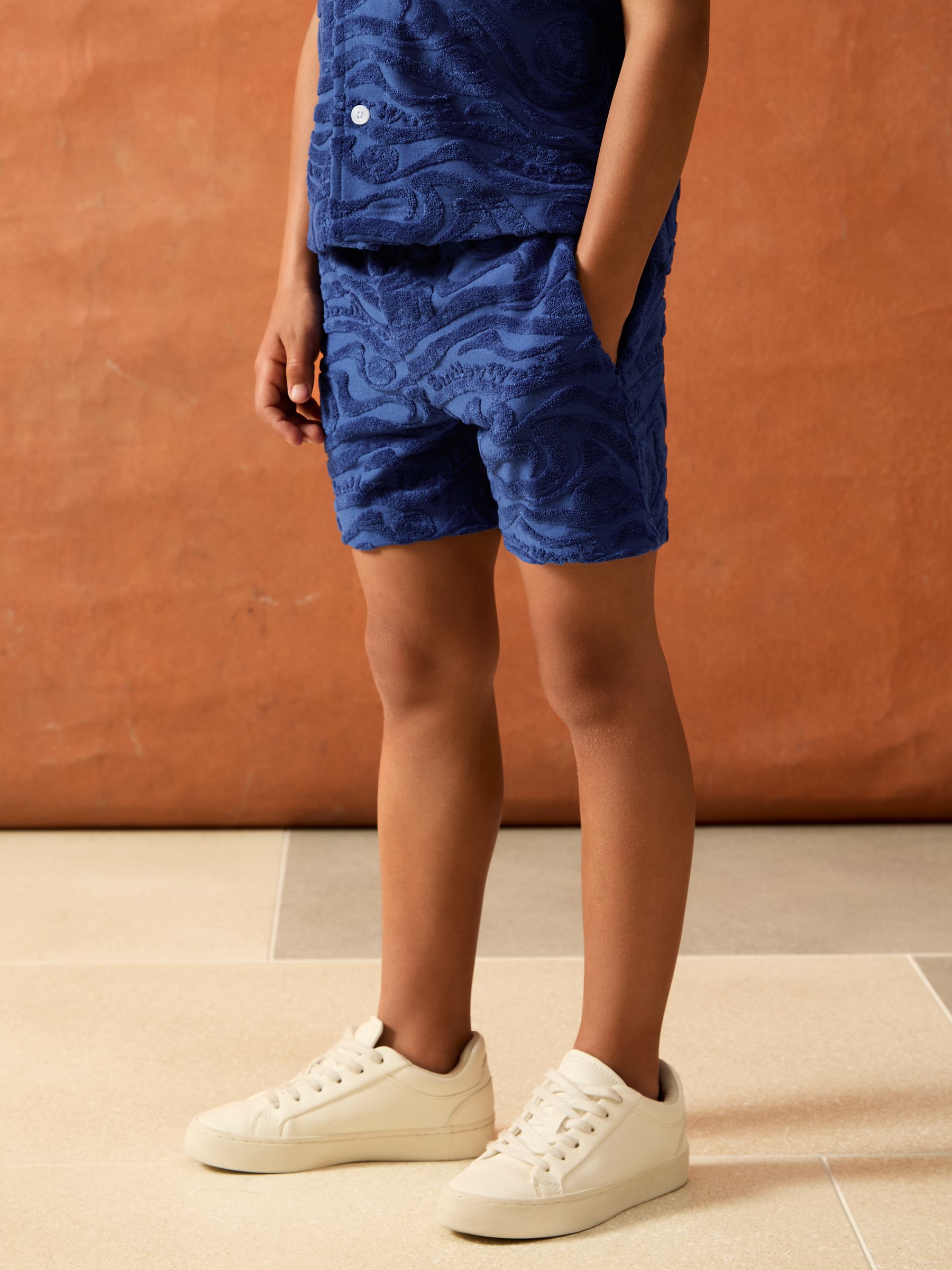 SmileyWorld | Reiss Wave Texture Shorts in Bright Blue
