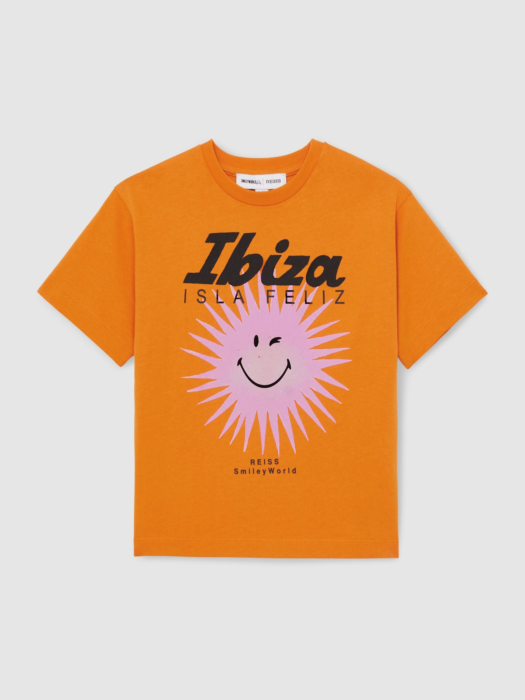 SmileyWorld | Reiss Sun Motif T-Shirt in Orange