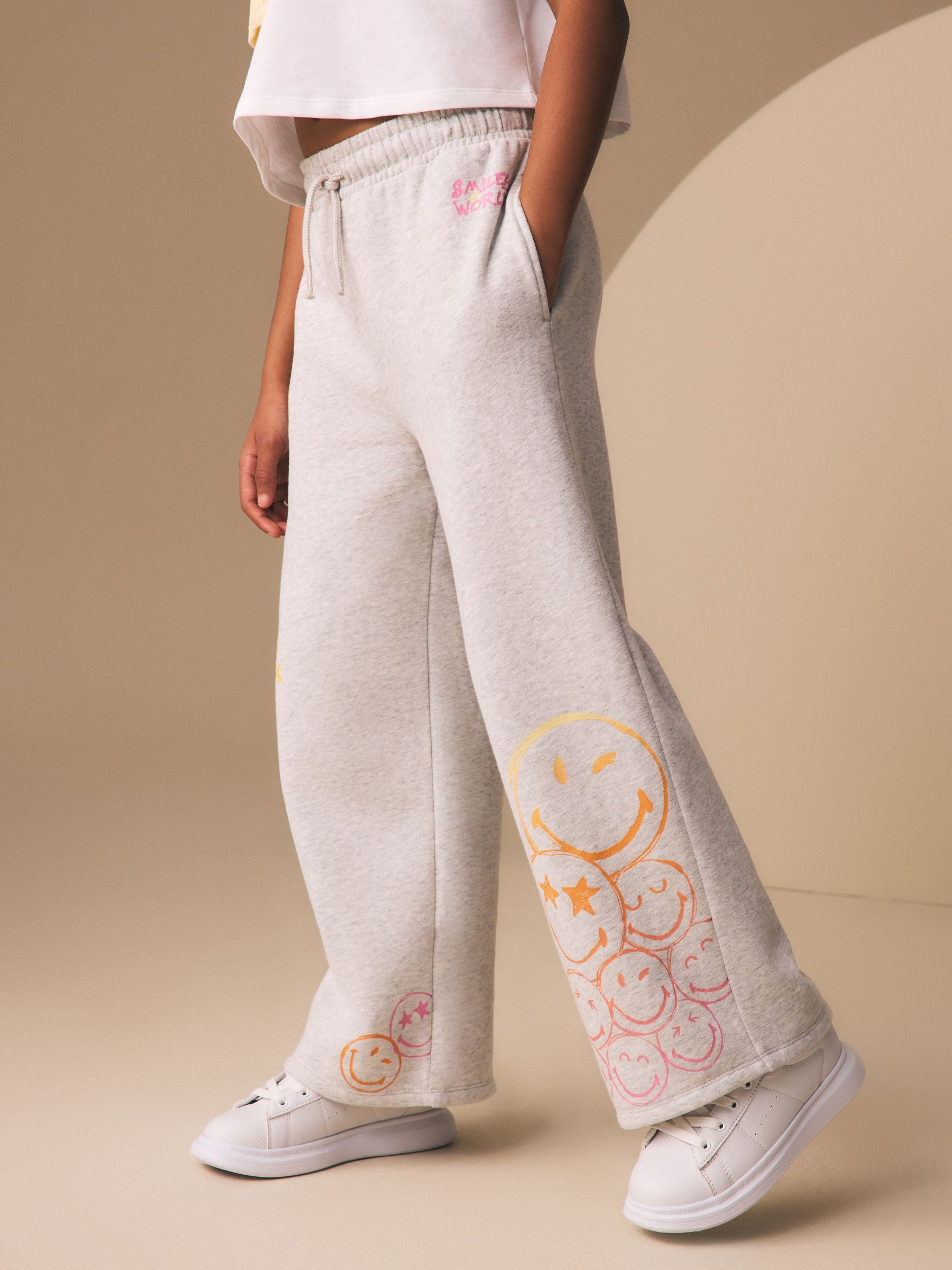 Smiley World Grey Wide Leg Joggers (3-16yrs)