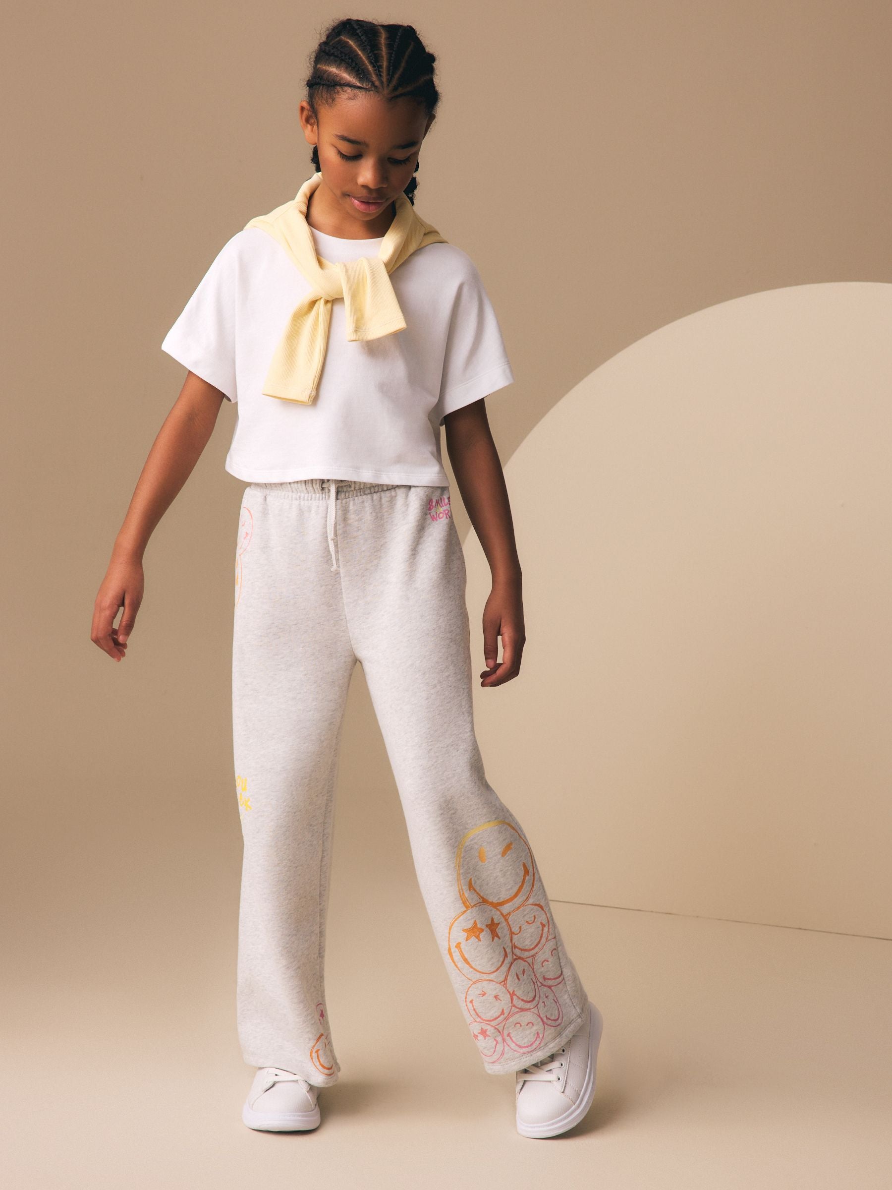 Smiley World Grey Wide Leg Joggers (3-16yrs)