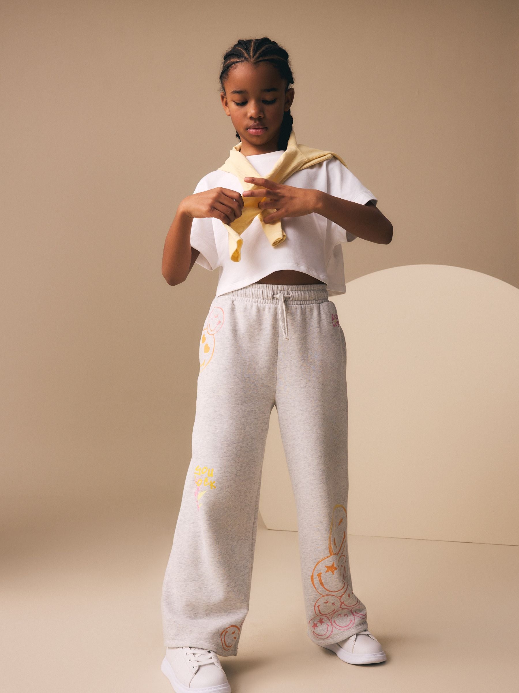 Smiley World Grey Wide Leg Joggers (3-16yrs)