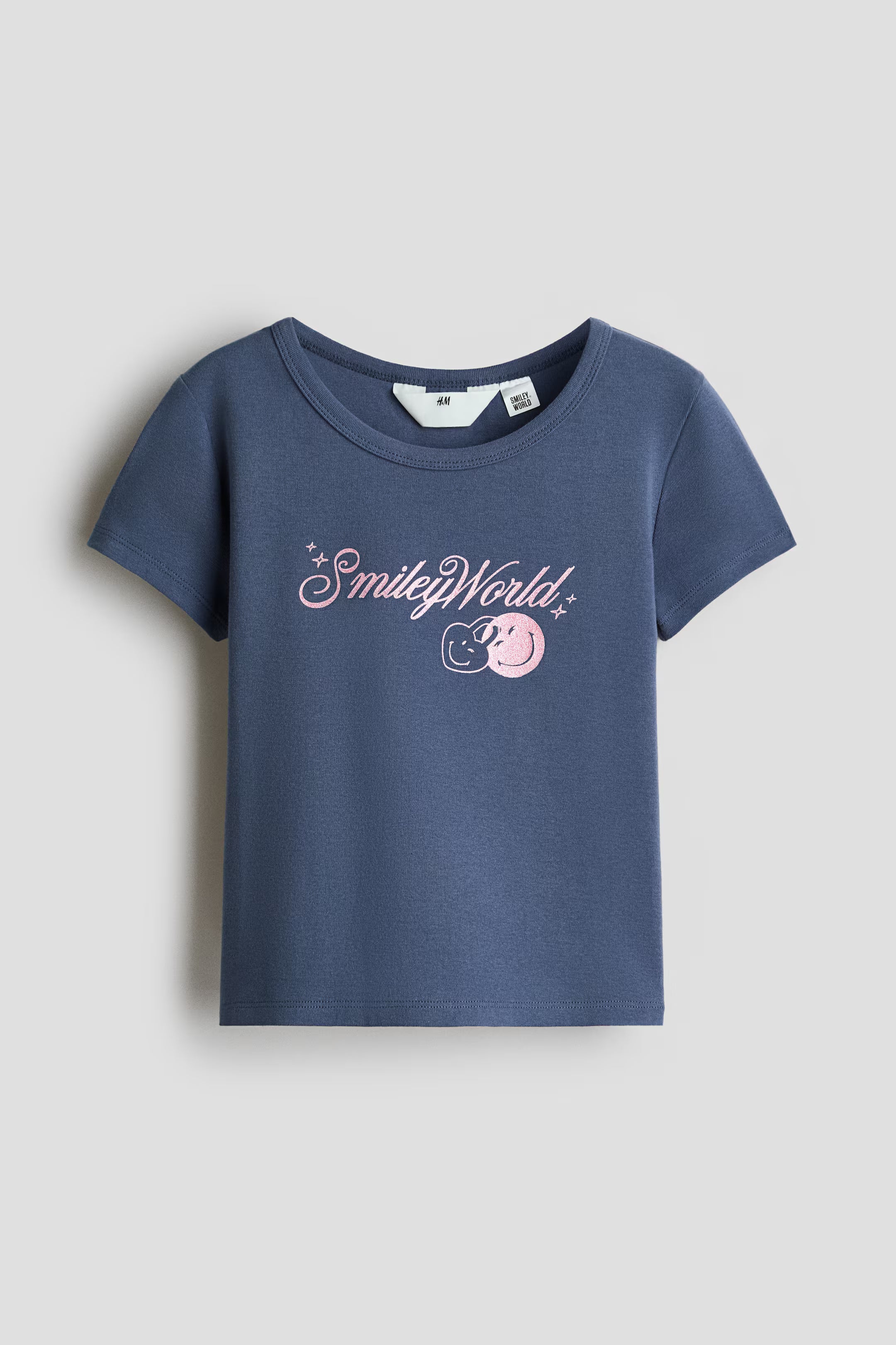Print-motif cotton T-shirt