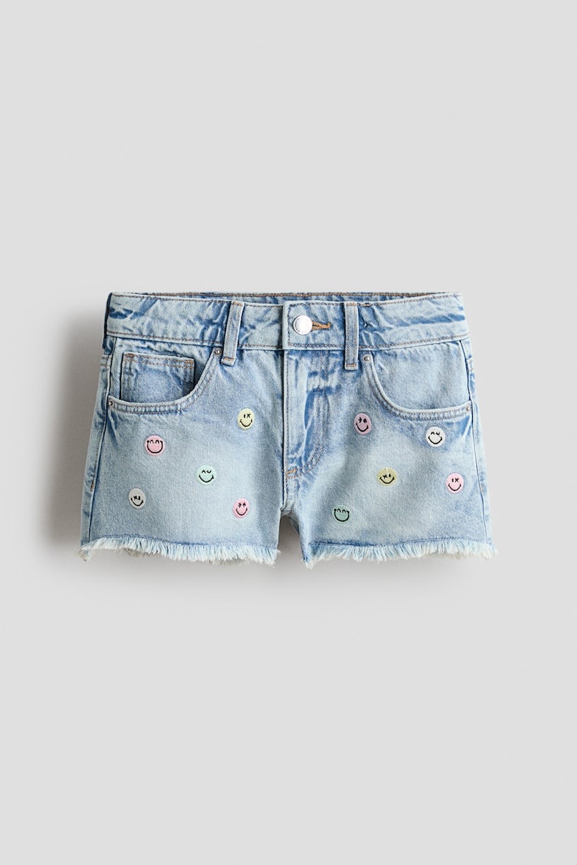 Embroidery-detail denim shorts