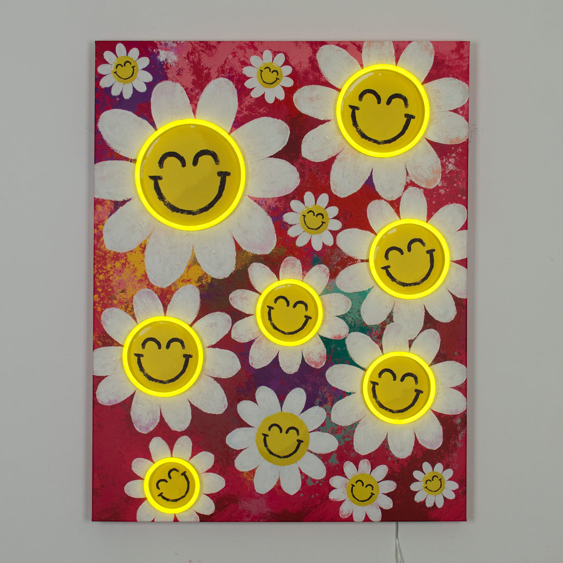 Happy Flowers: S.W.Smiley LED Neon Canvas