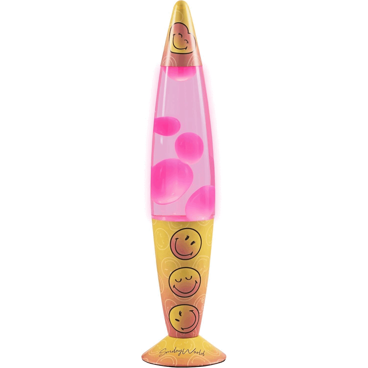 SmileyWorld® 16-Inch Yellow & Blue Lava Lamp, Retro Mood Light for Bedrooms | Flowing Yellow Wax | Officially Licensed Product | E14 Bulb Creates Colourful Retro Ambience for Bedrooms and Gaming Rooms.