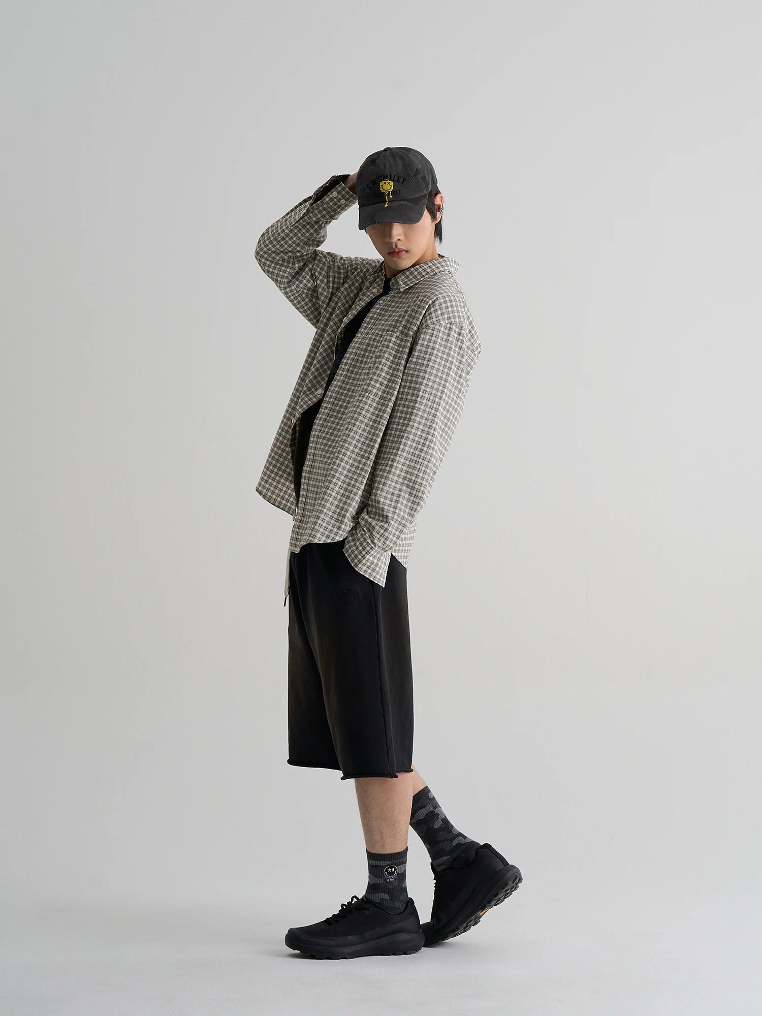 SWSMILEY® Printed Check Shirt - White