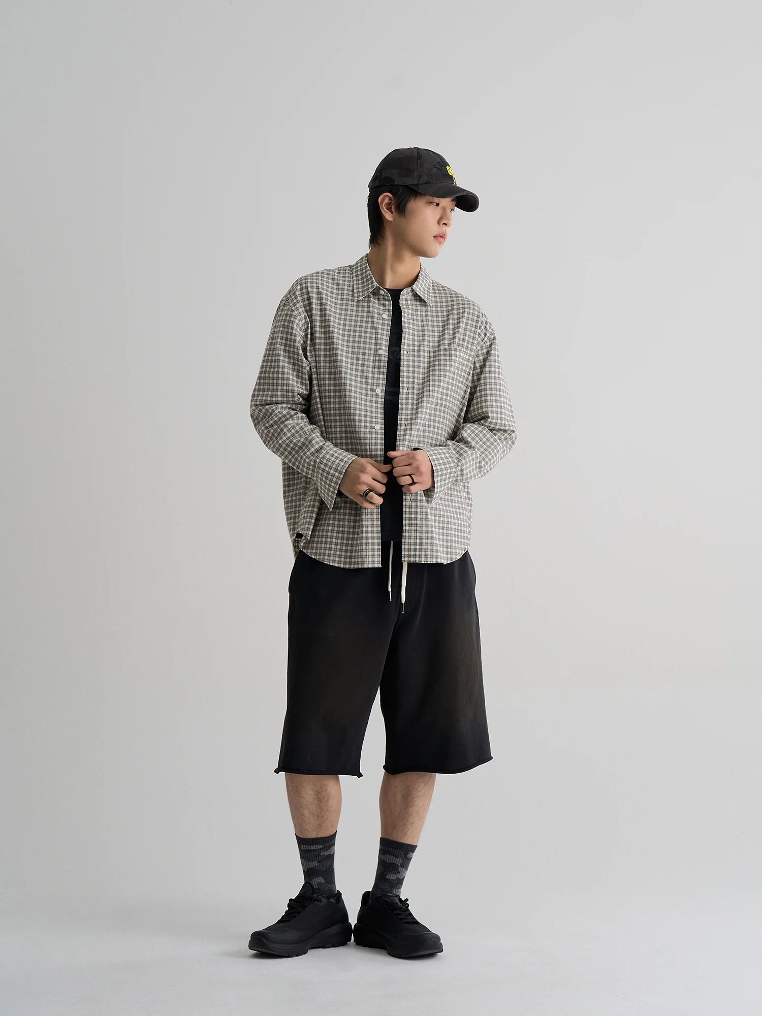 SWSMILEY® Printed Check Shirt - White