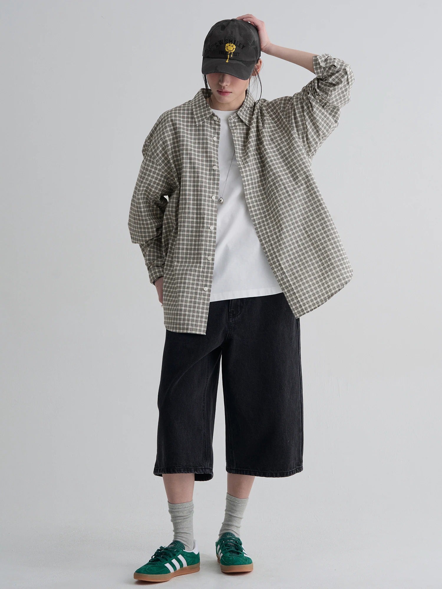 SWSMILEY® Printed Check Shirt - White